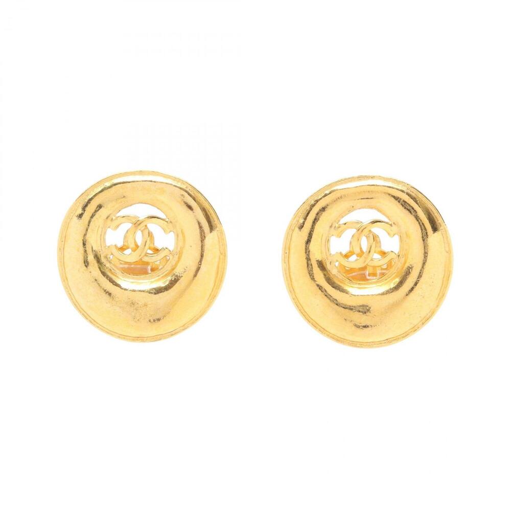 CHANEL Gold Logo Earrings